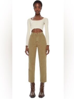 MOTHER SNACKS Double Stack Ankle Army Green Jeans. Size: 26